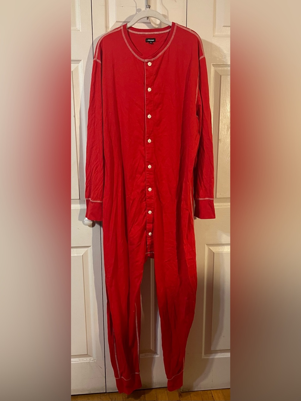 J. Peterman Company Classic Red Union Suit One Piece Long John Size XL